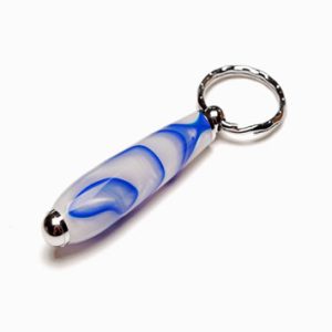 Chrome Keyring with White and Blue Resin