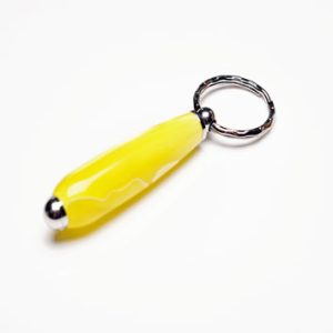 Chrome Keyring with Yellow and White Resin