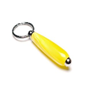 Chrome Keyring with Yellow and White Resin