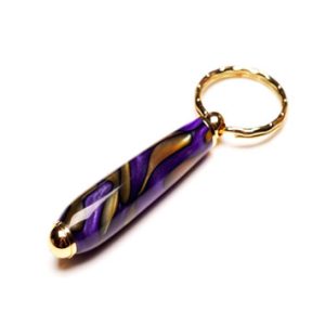 Gold Keyring with Purple and Gold Resin